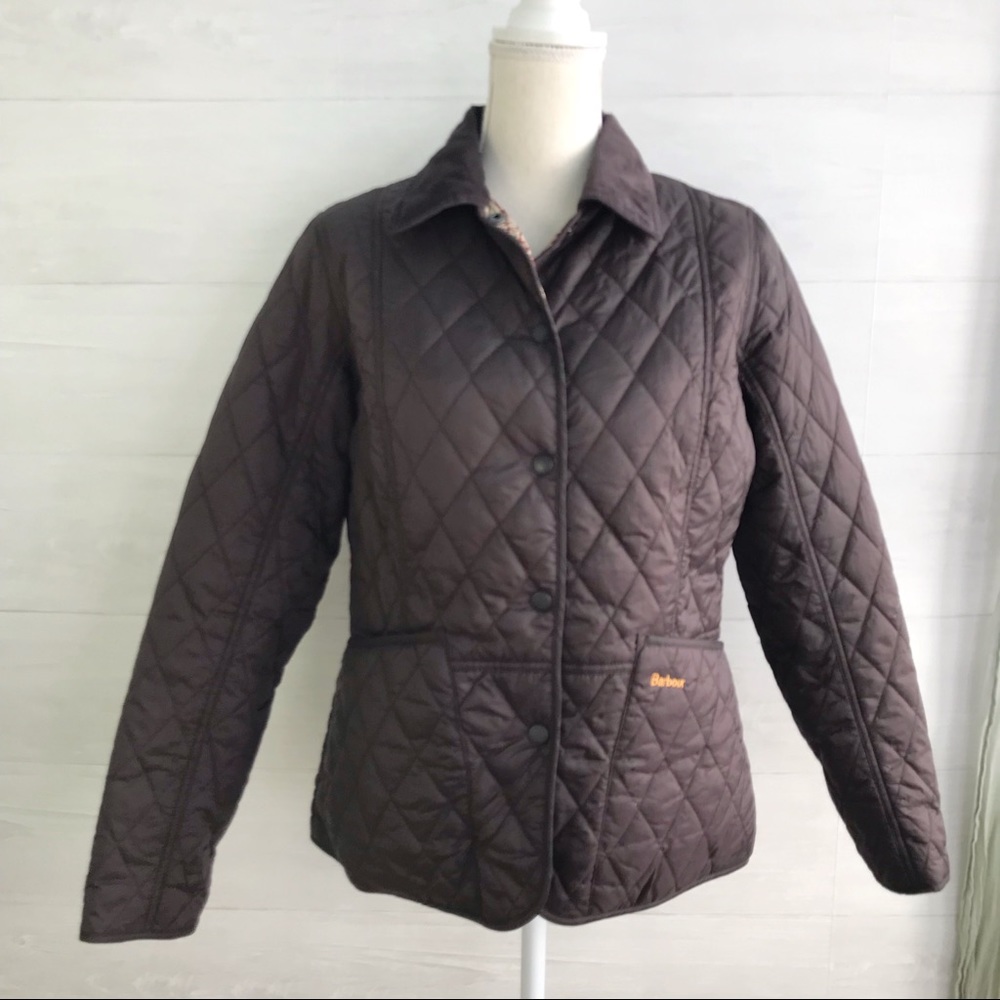 Barbour Quilted Dark Brown Snap-Front Jacket
